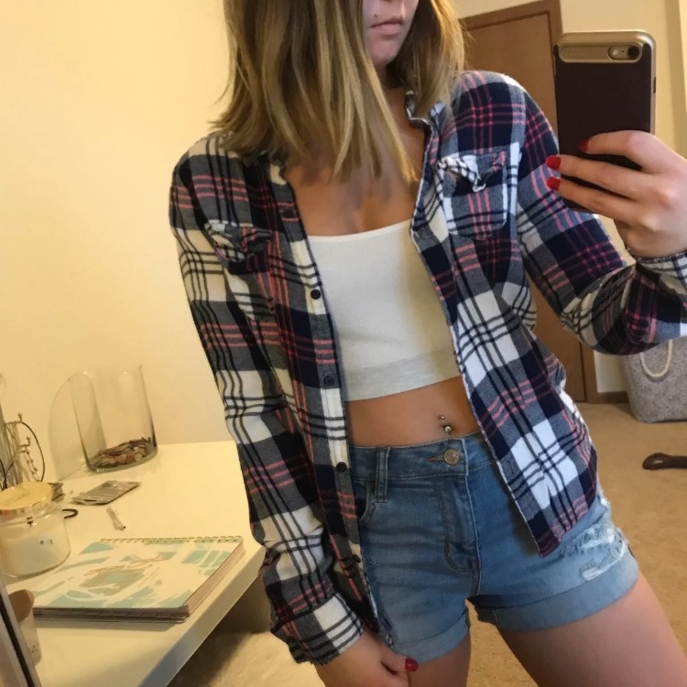 Pink and White plaid shirt